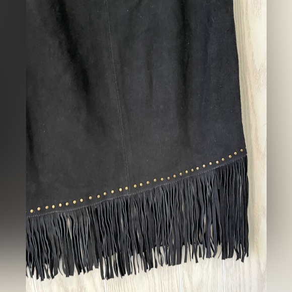 KOBLER LEATHER WOMEN'S LEATHER & FRINGE SIOUX SUEDE SKIRT Size M EUC - Picture 6 of 8